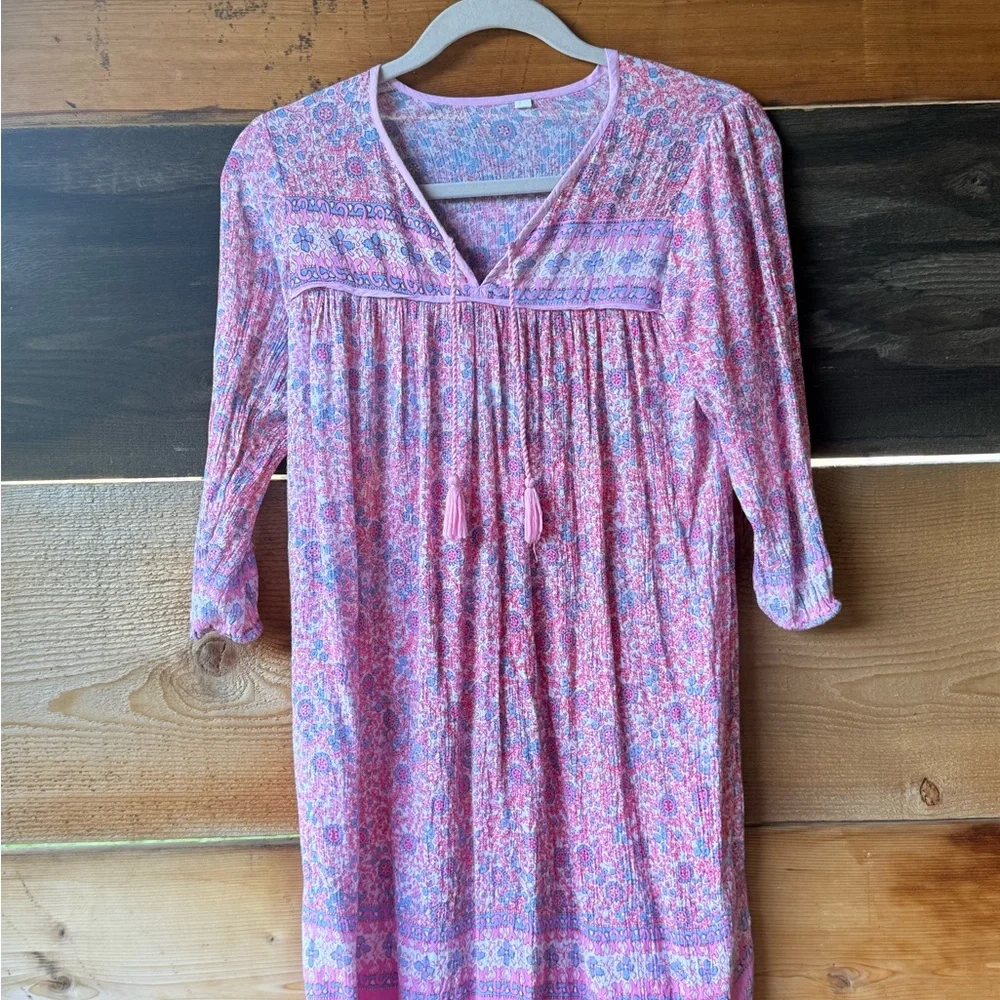 Girls’ Boutique Pink Floral Boho Tunic Dress